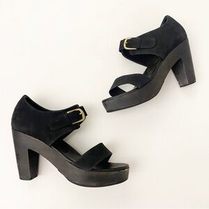 Rachel Comey || Wooden Sole Platforms Heels Sandals Buckle Clogs Black 8.5